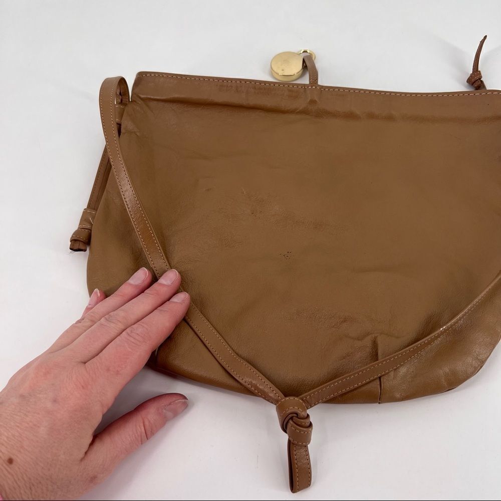 Vintage 80s leather hand bag shoulder bag boho tan - Picture 5 of 9